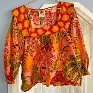 FARM Rio Summer Dreams Blouse with Plant Wildlife Nature design NWT Small